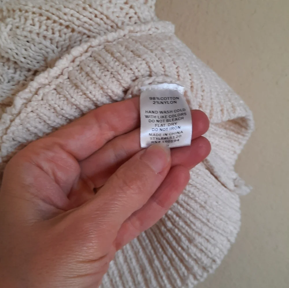 By Together Knitted Cotton Sweater Vest Cream Loose Weave Grandma Classic